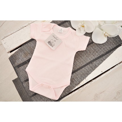 Pudrowy róż body krótki rękaw
