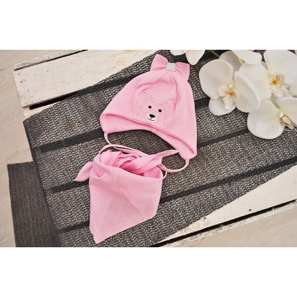 Różowy komplet MISIA2 czapka + apaszka wiosna/jesień wyprzedaż