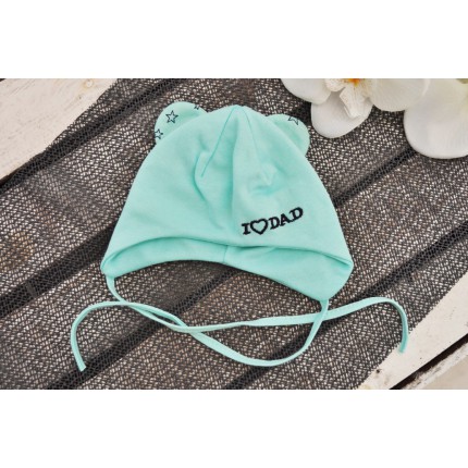 Miętowa CZAPKA I LOVE DAD czapeczka wiosna jesień