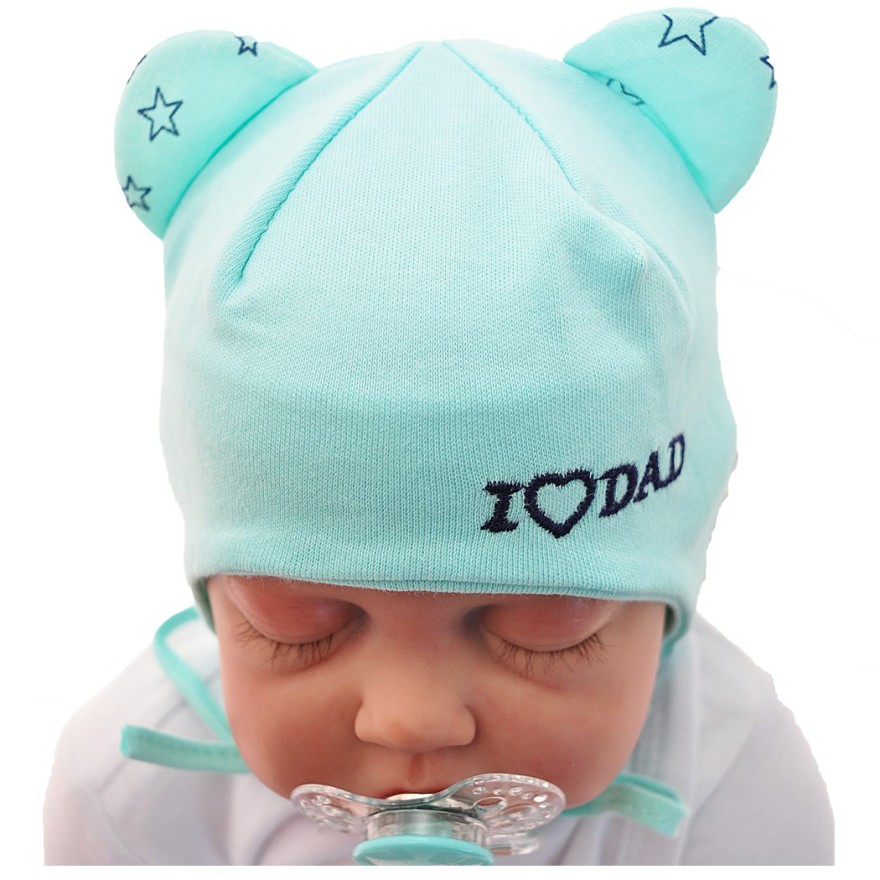 Miętowa CZAPKA I LOVE DAD czapeczka wiosna jesień