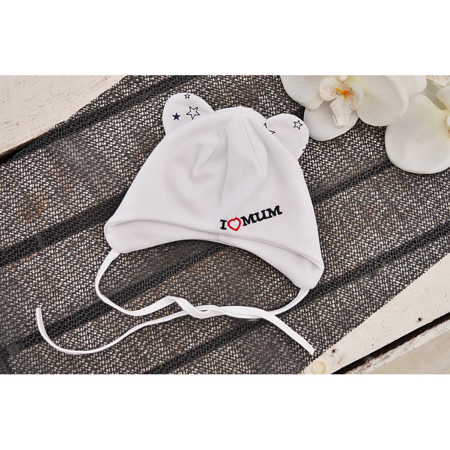 Biała CZAPKA I LOVE MUM czapeczka wiosna jesień