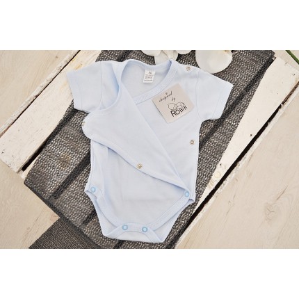 Niebieskie BODY kopertowe krótki rękaw - pełna koperta