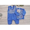 Niebieska WYPRAWKA dla noworodka w rybki koszulka + śpiochy 2cz. wzór 196N