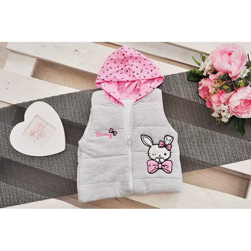 Szary bezrękawnik KRÓLIK z bluzką i legginsami