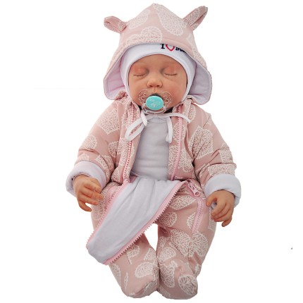 Różowy OCIEPLANY KOMBINEZON w serca wiosna jesień