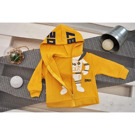 Komplet SPACE spodnie, musztardowa bluza z kapturem DRES