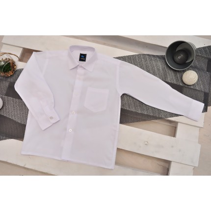 Biała gładka koszula chłopięca długi rękaw elegancka do szkoły