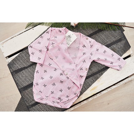 Różowe BODY kopertowe w kokardki długi rękaw