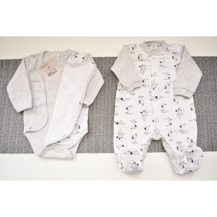 WYPRAWKA dla wcześniaka do szpitala 5 części szara w pieski wzór 167S