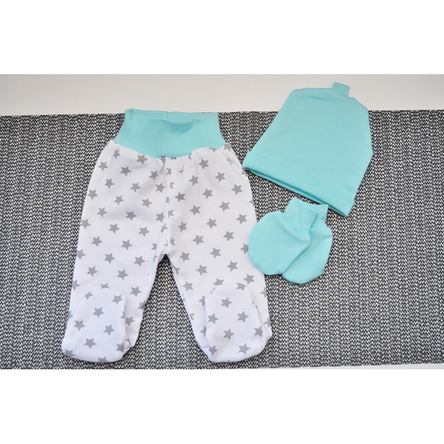 WYPRAWKA dla wcześniaka do szpitala 5 części miętowa w gwiazdki wzór 157M