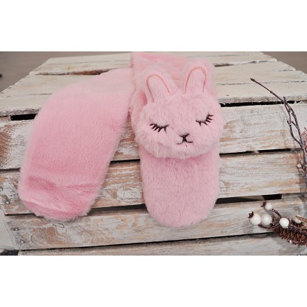 Jasny róż SZALIK KRÓLIK futrzany komin rozmiar uniwersalny