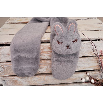 Szary SZALIK KRÓLIK futrzany komin rozmiar uniwersalny