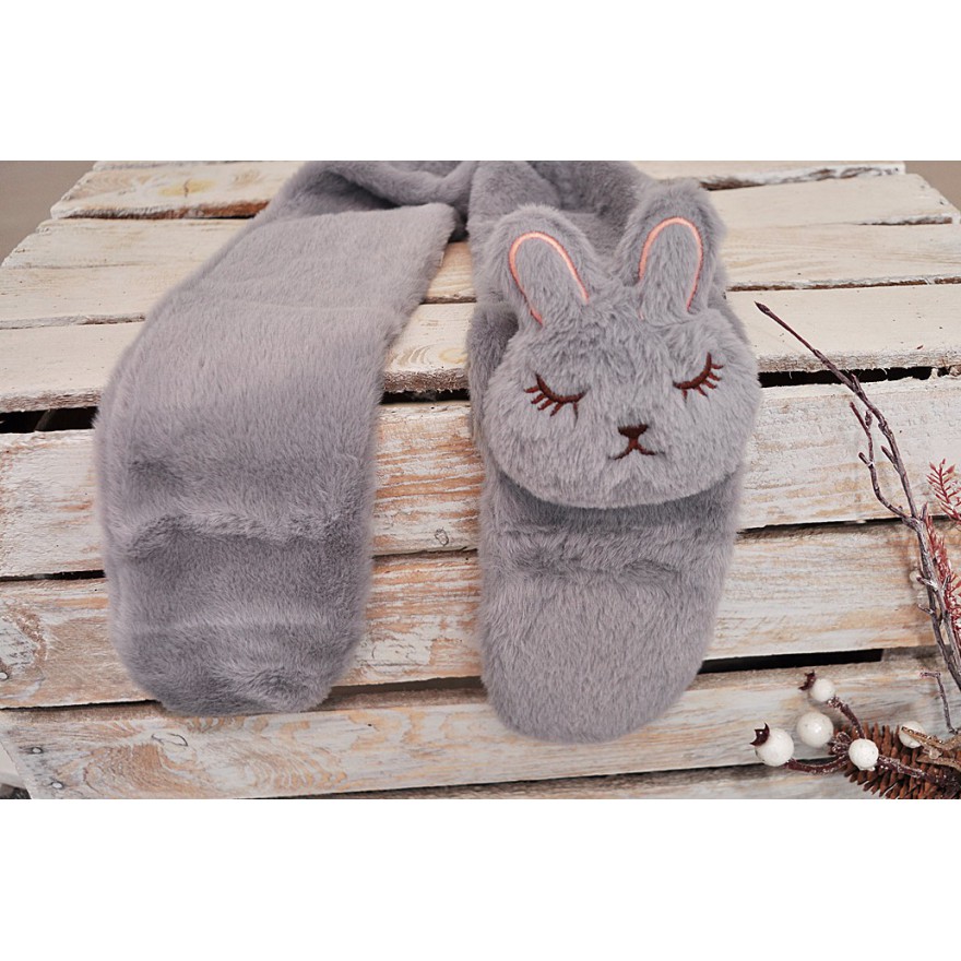 Szary SZALIK KRÓLIK futrzany komin rozmiar uniwersalny