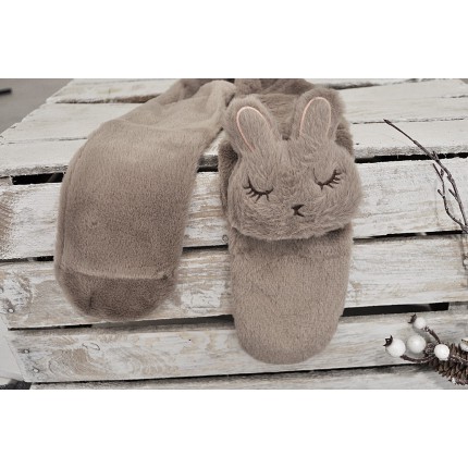 Kawowy SZALIK KRÓLIK futrzany komin rozmiar uniwersalny