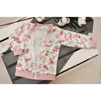 BLUZA BOMBERKA bawełniana w kwiaty wiosna jesień wzór 354R