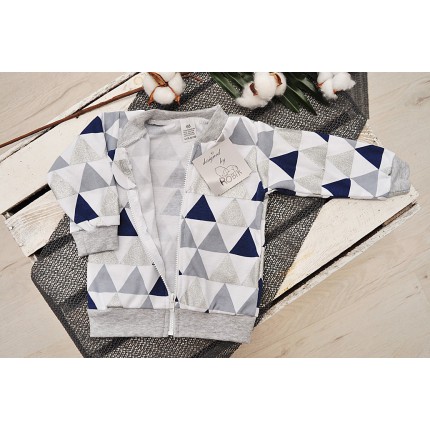 BLUZA BOMBERKA bawełniana trójkąty szary brokat wiosna jesień