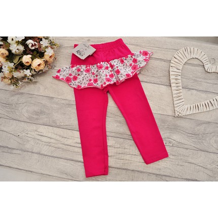 Fuksja LEGINSY z falbanką w róże GETRY wzór 363A