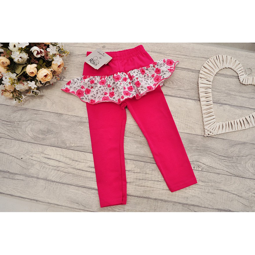 Fuksja LEGINSY z falbanką w róże GETRY wzór 363A