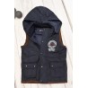 Granatowa KAMIZELKA bezrękawnik pikowany z kapturem wiosna jesień