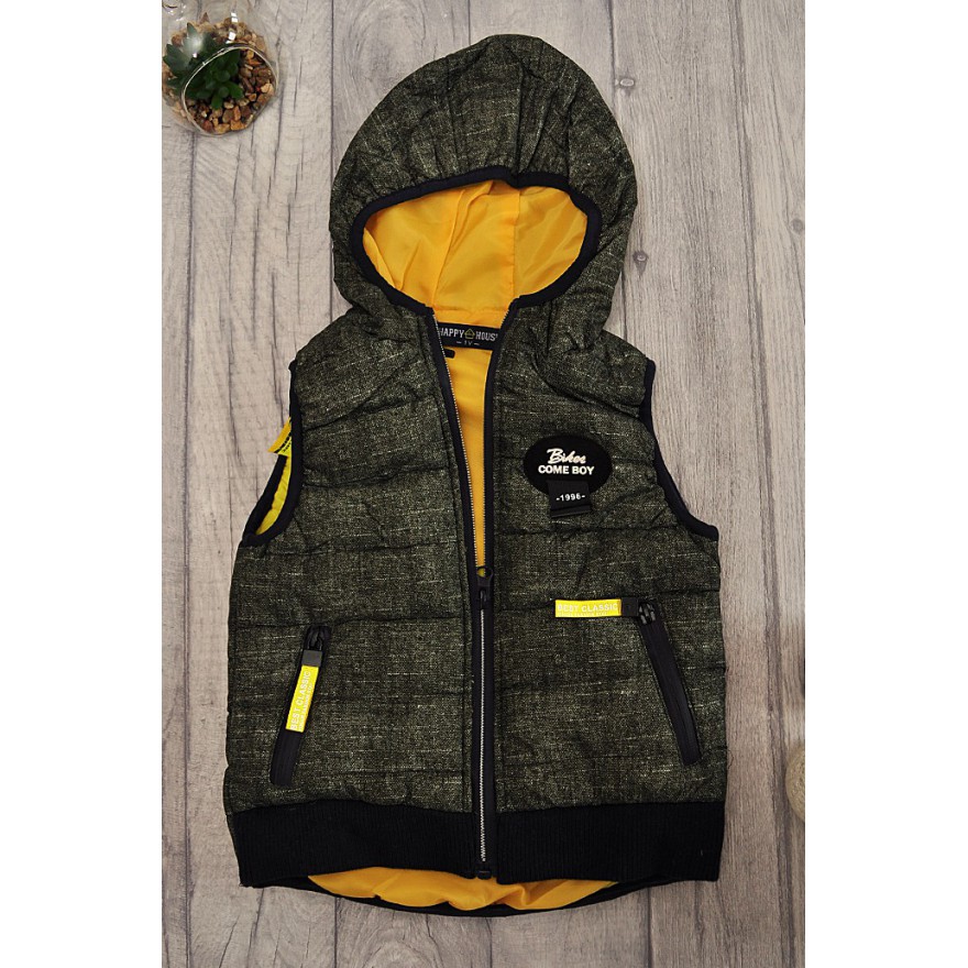 Dres chłopięcy ocieplany z zielonym bezrękawnikiem