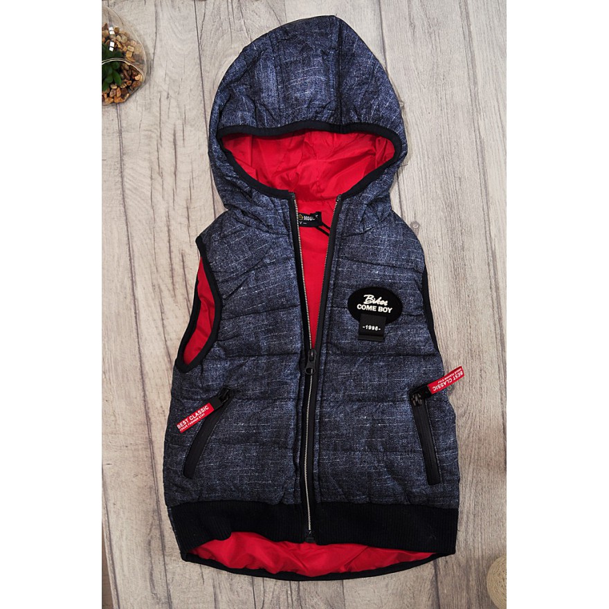 Dres chłopięcy ocieplany z granatowym bezrękawnikiem