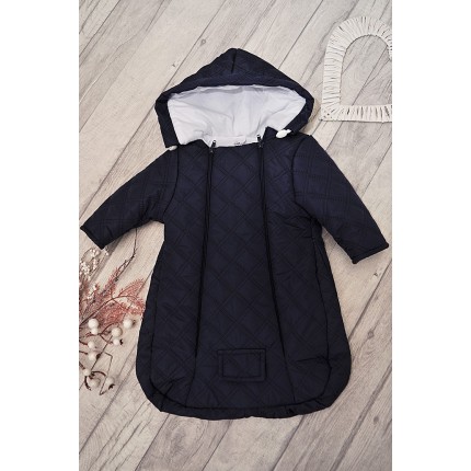 Granatowy kombinezon śpiwór pikowany do wózka fotelika