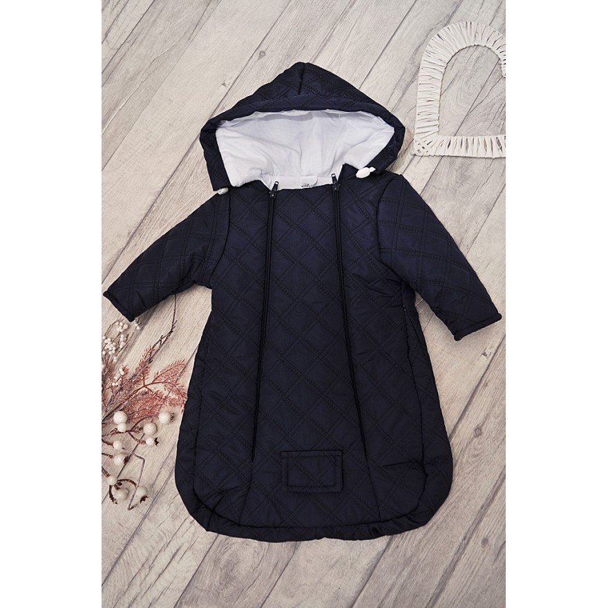 Granatowy kombinezon śpiwór pikowany do wózka fotelika