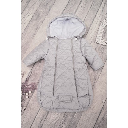 Szary kombinezon śpiwór pikowany do wózka fotelika