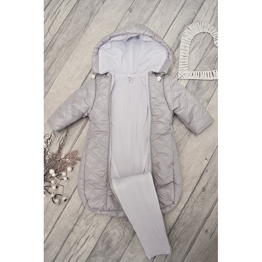 Szary kombinezon śpiwór pikowany do wózka fotelika