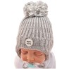 Szara czapka z pomponem na zimę czapeczka 