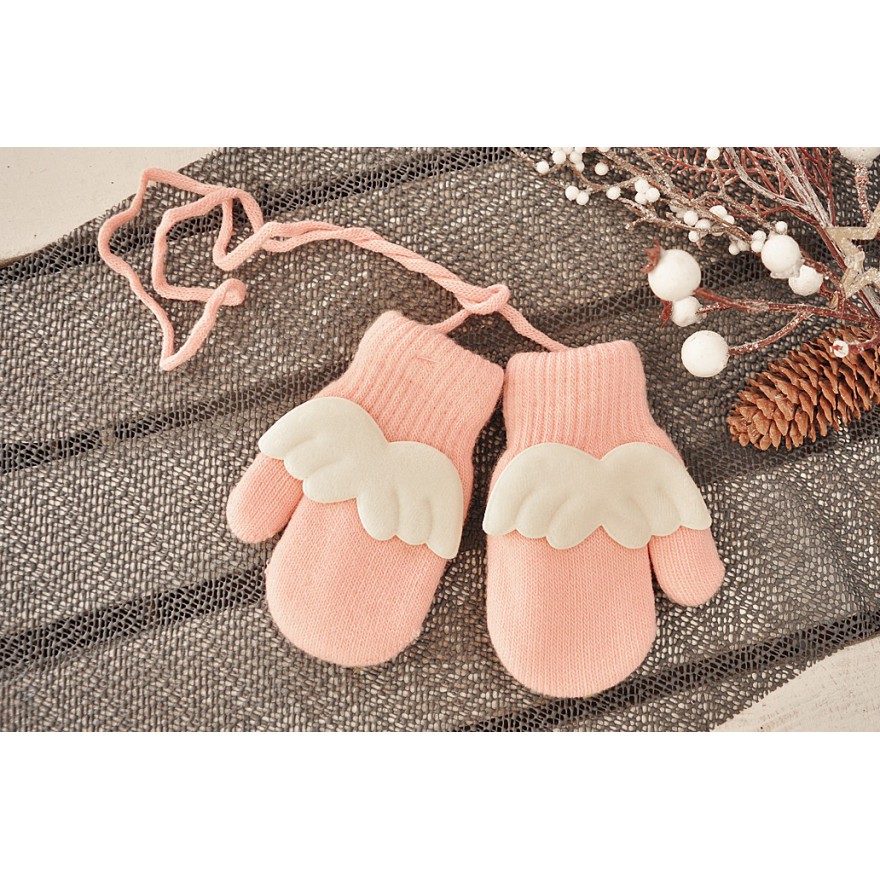 Różowe rękawiczki zimowe dziewczęce 1P SkrzydełkaR