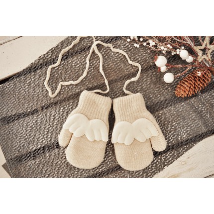 Kremowe rękawiczki zimowe dziewczęce 1P SkrzydełkaK