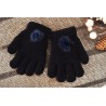 Granatowe rękawiczki zimowe dziewczęce z pomponem 5P