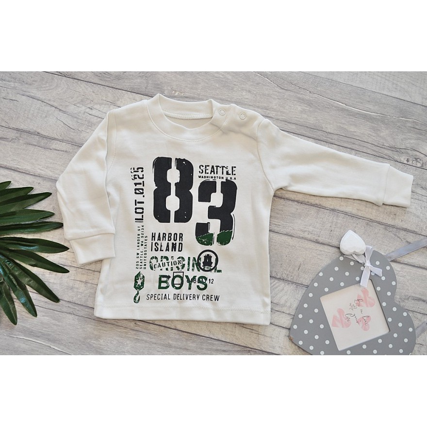 Komplet chłopięcy ocieplany, szaro-zielona kurtka bomberka , bluzka, spodnie