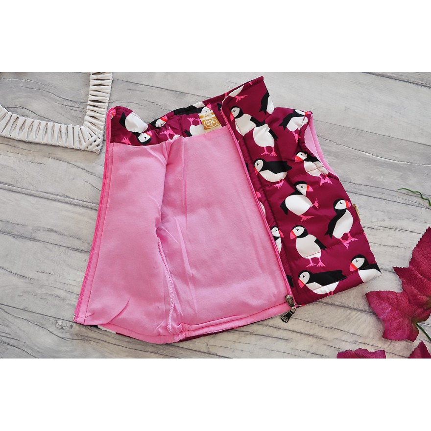 Bordowa KAMIZELKA bezrękawnik pikowany w ptaki