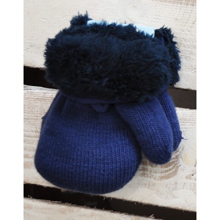 Zimowe rękawiczki na futerku ciemno niebieskie z granatem