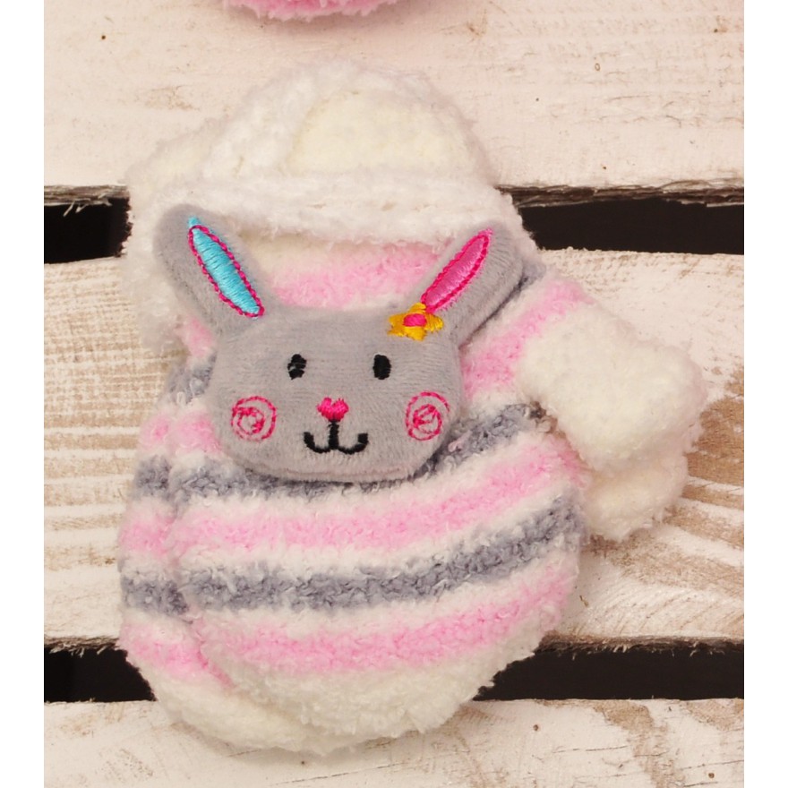 Zimowe rękawiczki frotte z maskotką ZającE