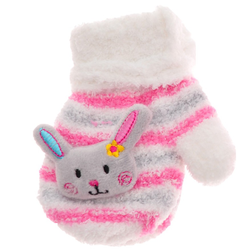 Zimowe rękawiczki frotte z maskotką ZającB