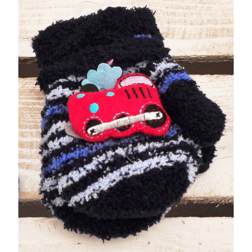 Zimowe rękawiczki frotte z maskotką LokomotywaG