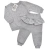Szary komplet dziewczęcy DRES, bluza, spodnie z falbanką