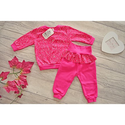 Amarantowy komplet dziewczęcy DRES, bluza, spodnie z falbanką