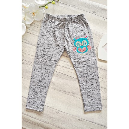 LEGGINSY SOWA magiczne cekiny GETRY szare marmurek
