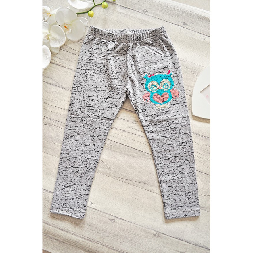LEGGINSY SOWA magiczne cekiny GETRY szare marmurek