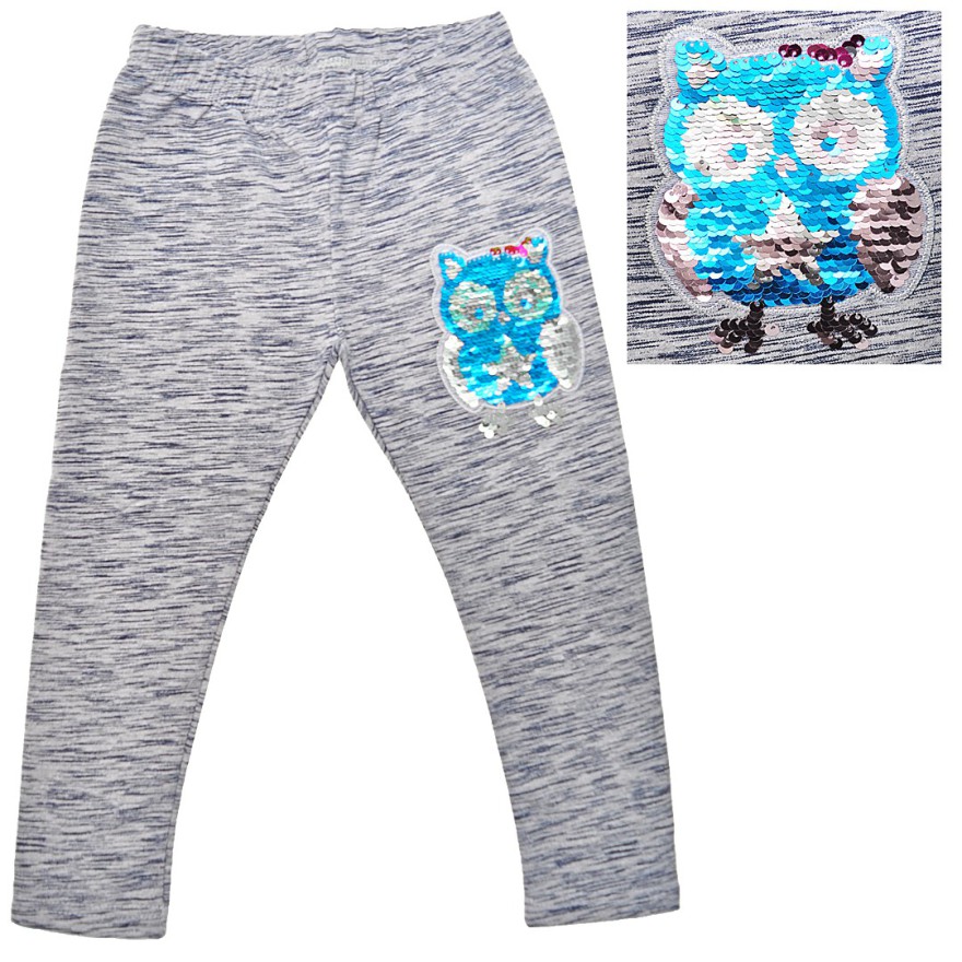 LEGGINSY SOWA magiczne cekiny GETRY szare paski