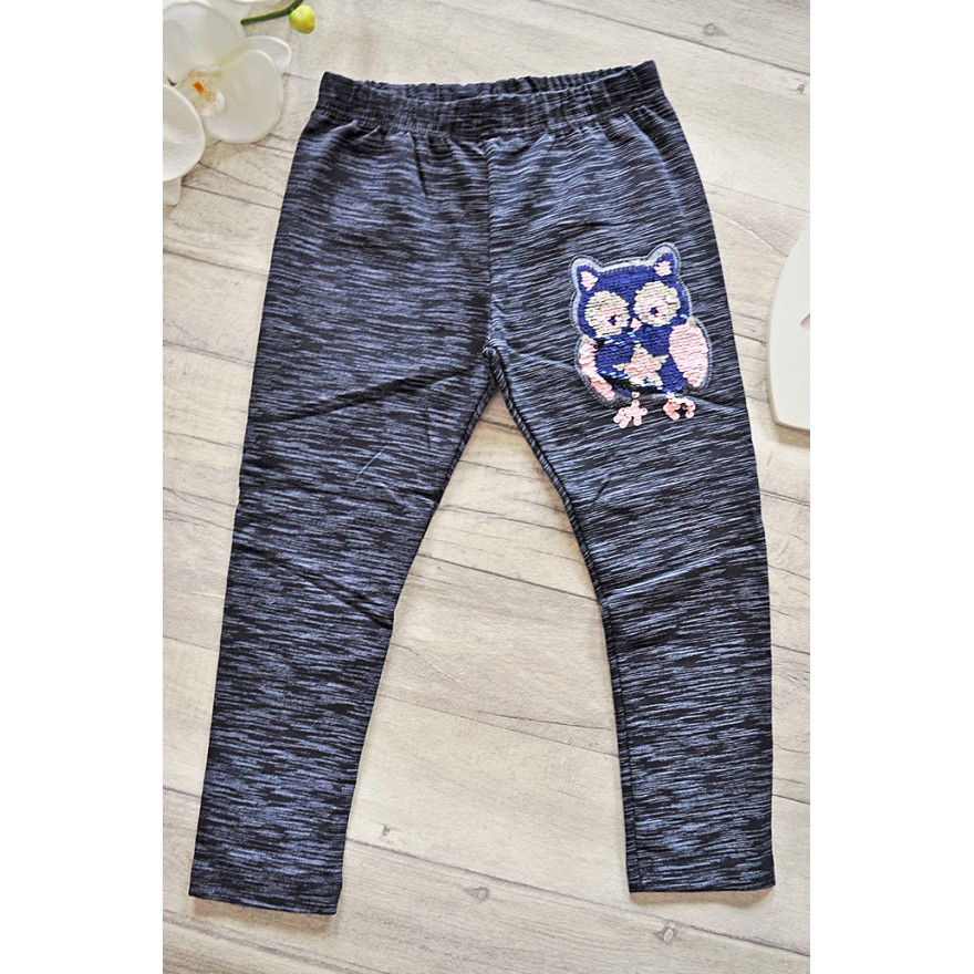 LEGGINSY SOWA magiczne cekiny GETRY granat paski