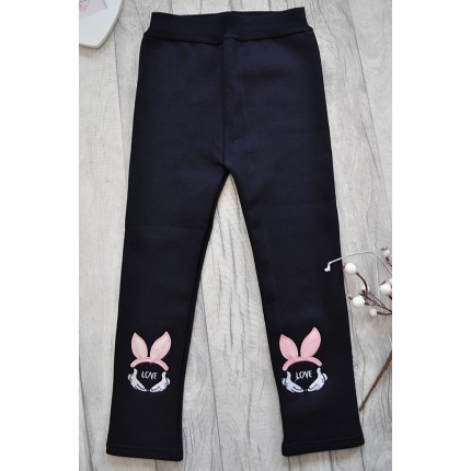 Granatowe LEGGINSY KRÓLIK LOVE ocieplane GETRY na futerku