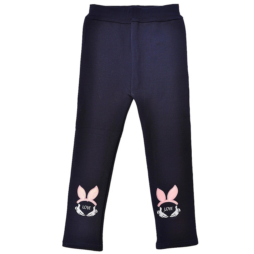 Granatowe LEGGINSY KRÓLIK LOVE ocieplane GETRY na futerku