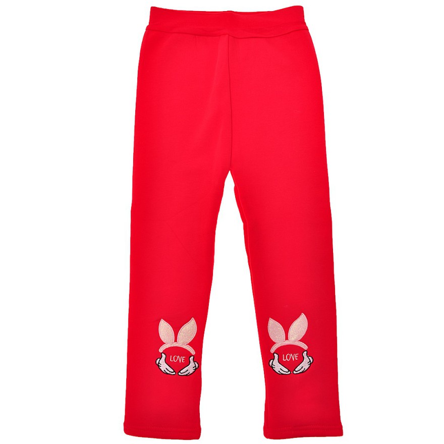 Czerwone LEGGINSY KRÓLIK LOVE ocieplane GETRY na futerku