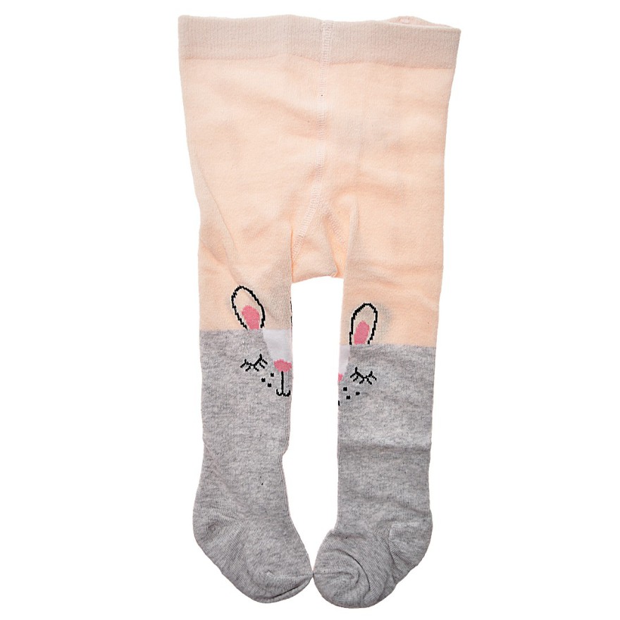 RAJSTOPY bawełniane szaro-różowe z królikami wzór 594