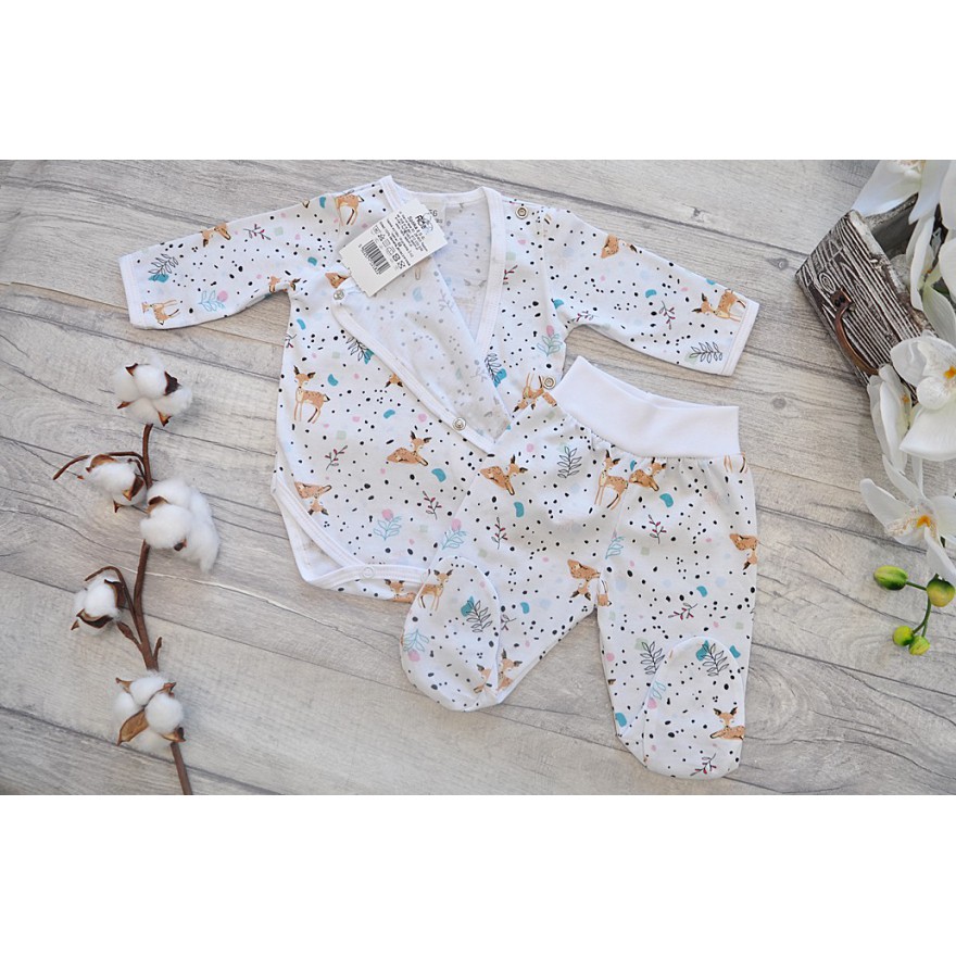 Komplet 2cz w sarenki, body kopertowe półśpiochy, piżamka